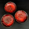 3 Small Red Plates With Crochet Pattern