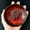 3 Small Red Plates With Crochet Pattern