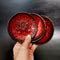 3 Small Red Plates With Crochet Pattern