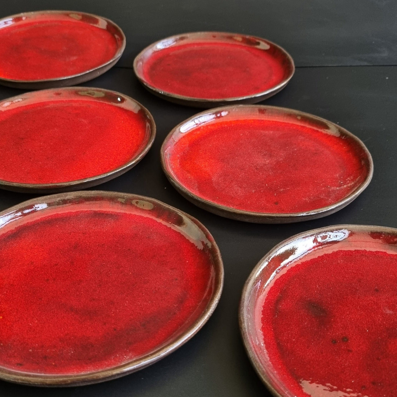 6 Deep Red Plates
