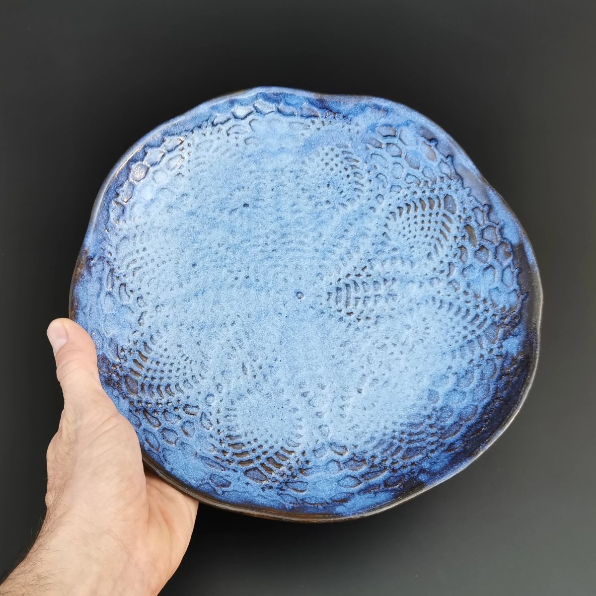 Crochet Pattern Blue Serving Plate